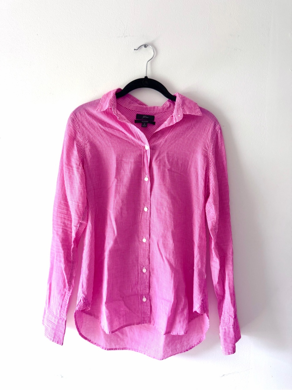 J. Crew Pink Gingham Classic Button Down Shirt